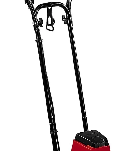 Bineuse électrique Einhell GC-RT 7530 rouge et noire avec ses quatre fraises et son guidon haut, sur fond blanc
